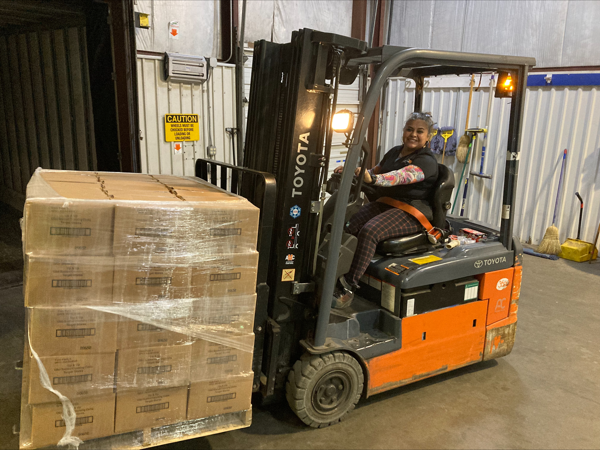 Families receiving food and supplies in North Carolina